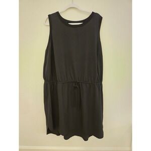 Athleta Black Sleeveless Performance Dress Drawstring Waist 2X Athleisure Travel